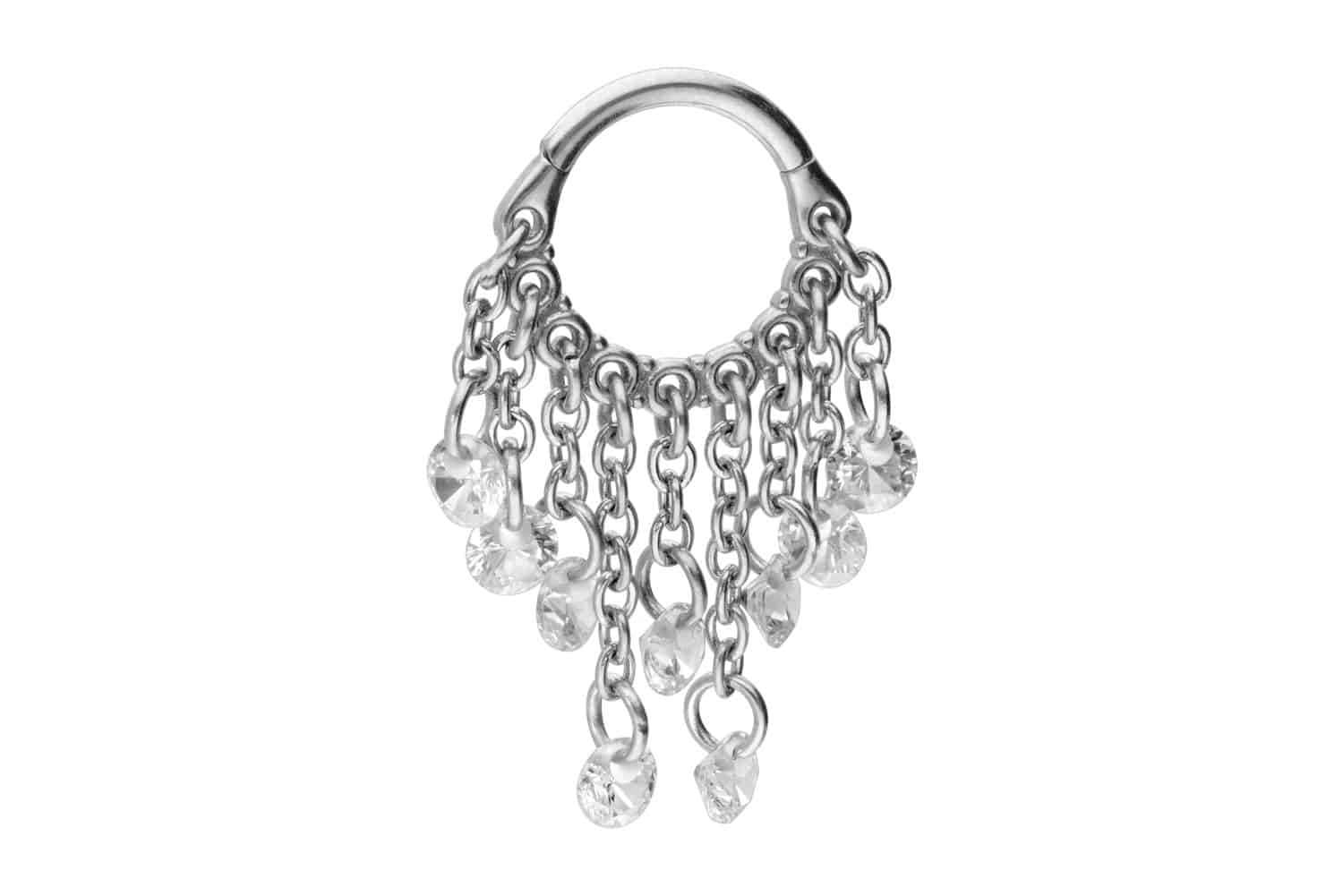 Chirurgenstahl Segmentring Clicker Piercing KETTENVORHANG + KRISTALLE